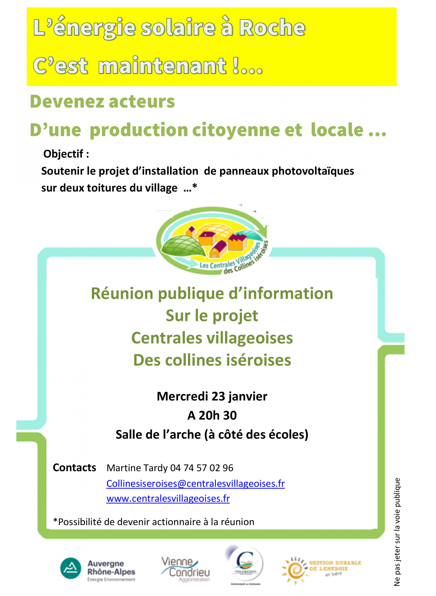 Réunion publique : Centrales Villageoises des collines isèroises – 23/01 à Roche